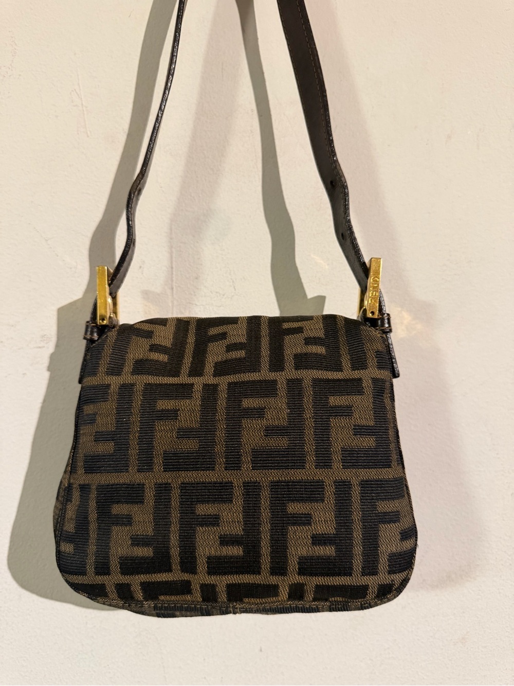 Fendi Zucca Mini Baguette Shoulder Bag in Brown and Black - Picture 7 of 11